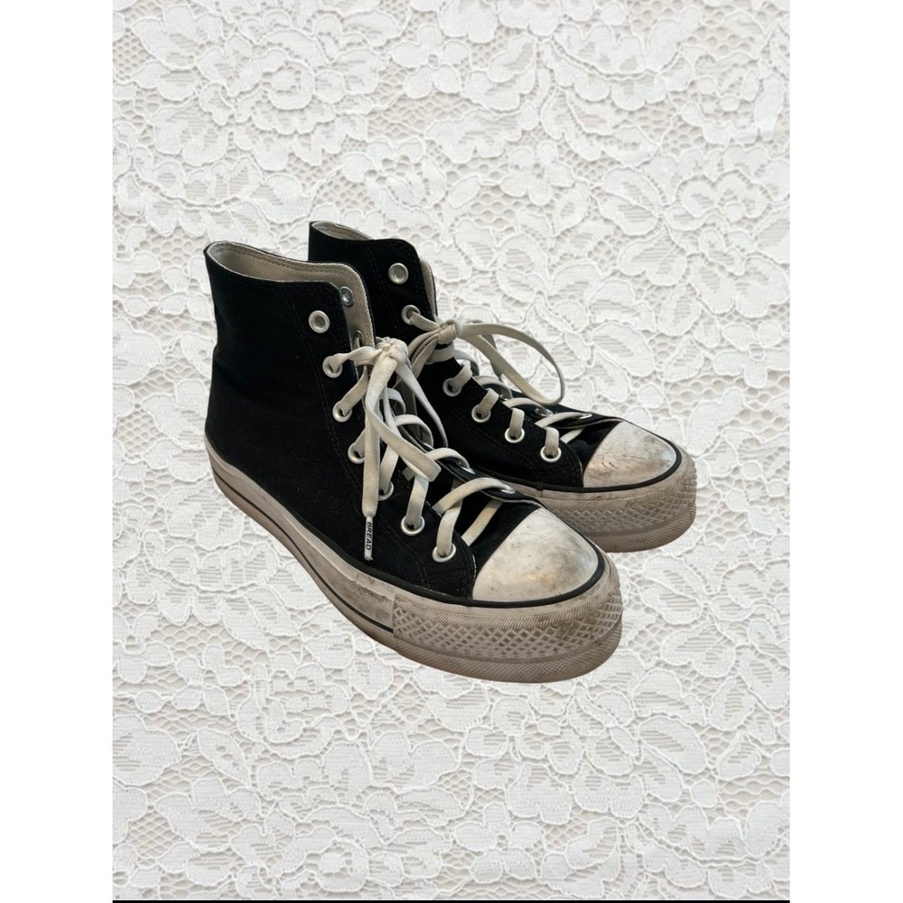converse black platform sneakers